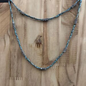 Chic Twisted Blue and Gray Beaded Necklace